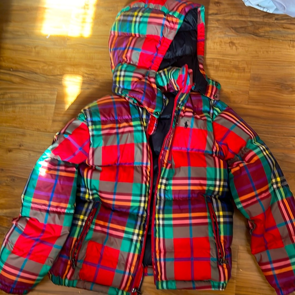 Polo Ralph Lauren Plaid Water-Repellent hooded Down Jacket